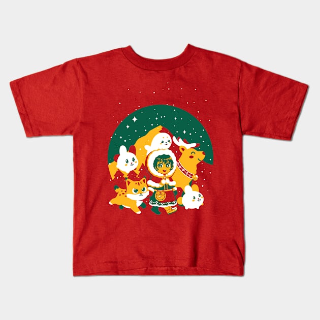 Winter animals Kids T-Shirt by Pixeleyebat